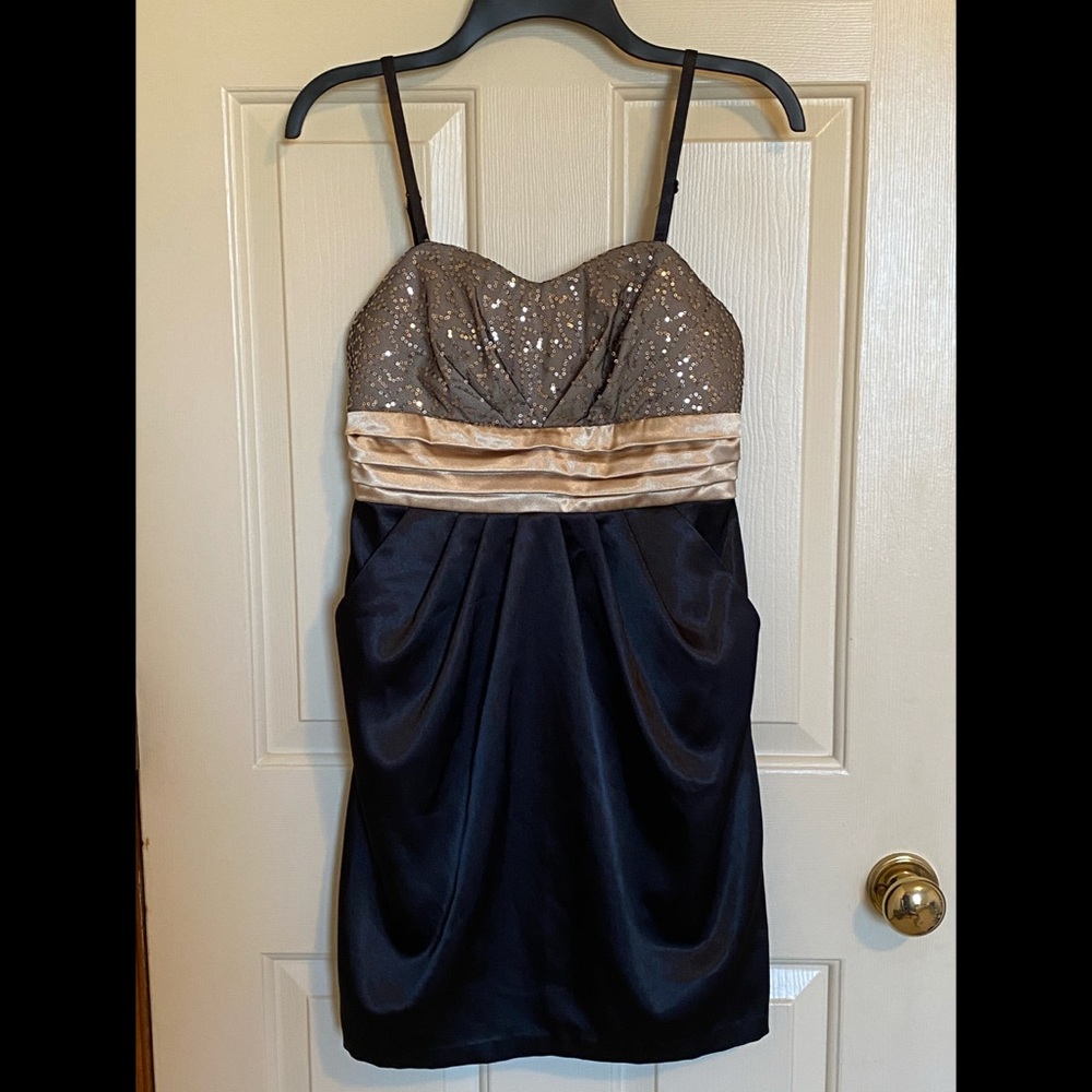 IZ Byer black & gold cocktail dress
